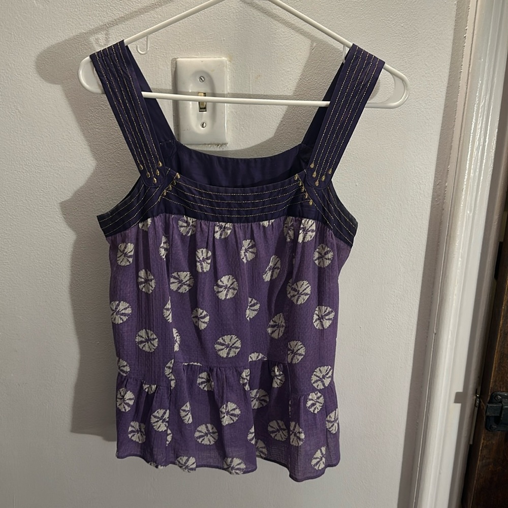 Anthropologie/Floret Brand - Purple Top with Gold Threads